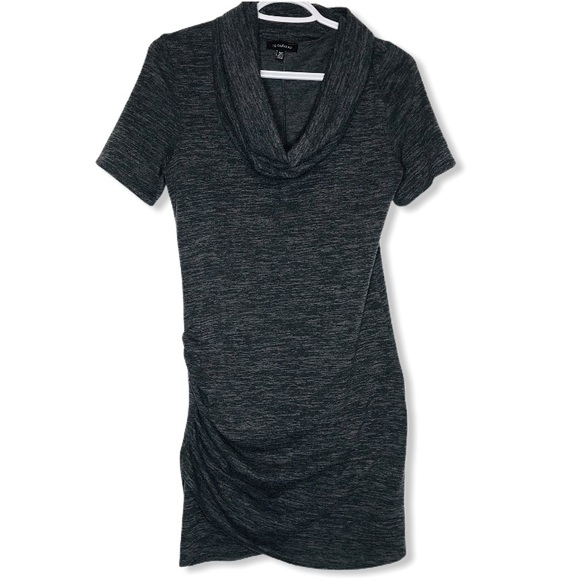 LE CHATEAU Short Sleeve Fitted Long Cowl Neck Top
